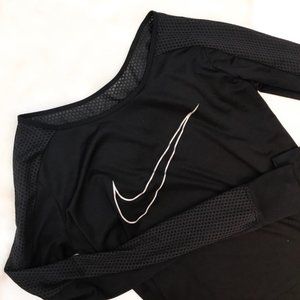 LIKE NEW! Nike Mesh Black Dri-Fit Active Running Long Sleeve Crop!